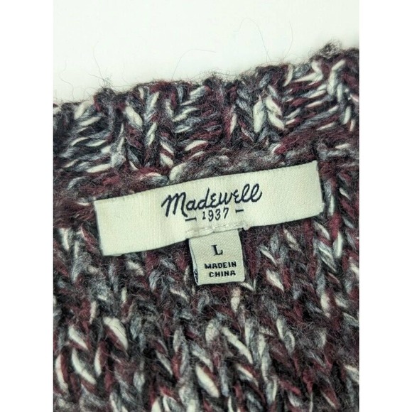 Madewell Firelight Marled Pullover Chunky Cable Knit Split Side Sweater Size L - Picture 10 of 10